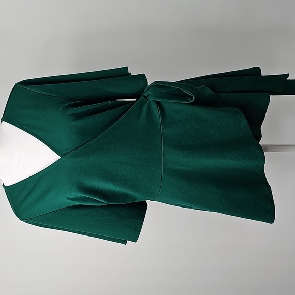 Eloquii Sz:16 Forest Green Flutter Sleeve Wrap Peplum Top Cottagecore Coquette - Picture 13 of 16